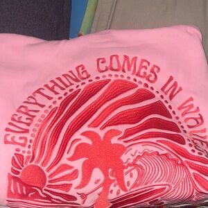 NEW IN BOX PINK PALM PUFF EMBROIDERED HOODIE